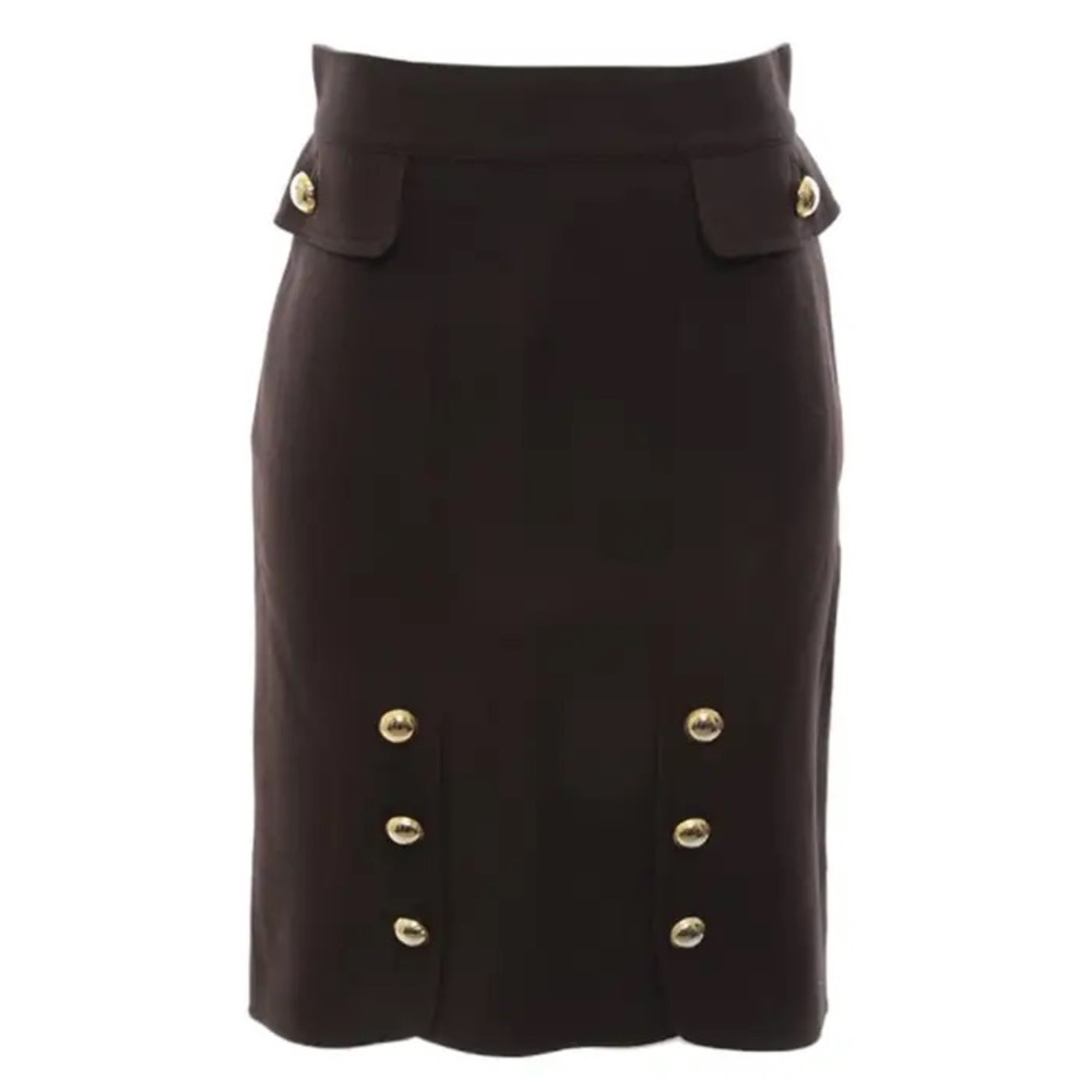 Carolina Herrera 

Brown Cotton Gold Button Military-inspired skirt